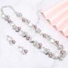 Women Faux Pearl Necklace Earrings Set Bridal Jewelry Set with Rhinestone (Silvery White)