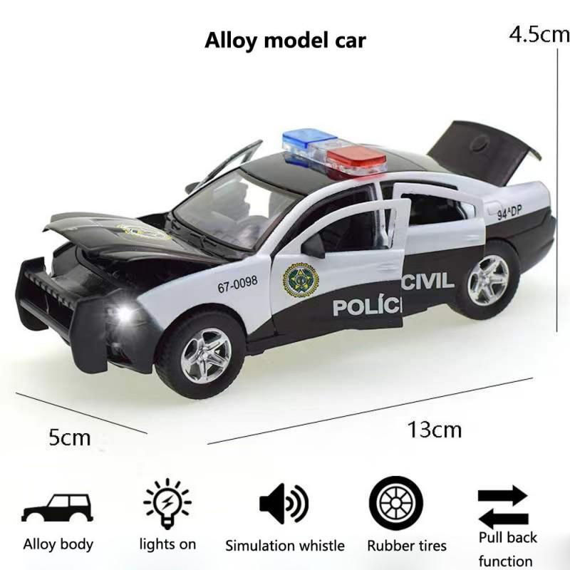 1/32 Alaşım Dodge Şarj Cihazı Polis Araba Modeli Döküm ve Oyuncak Araçlar Simülasyon Ses ve Işık Geri Çekin Koleksiyon Oyuncaklar Çocuklar Hediye