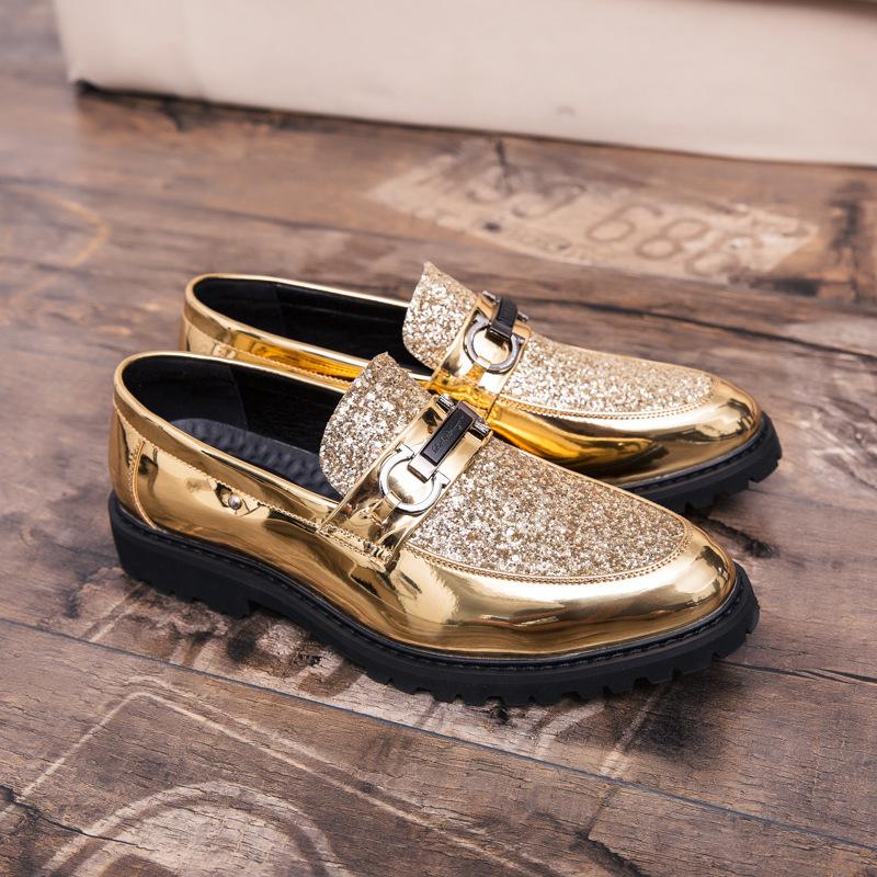 New Autumn Business British Men's Casual Leather Shoes Trendy Bright Leather Work Shoes Large Size Elevated Leather Shoes