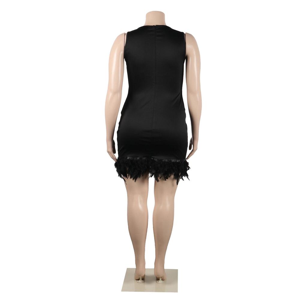 K2767 Slim Fit Casual Feather Hip-Hugging Vest Dress