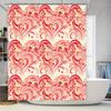 Romantic Heart Shaped Shower Curtain Red White Floral Print for Bathroom Decor
