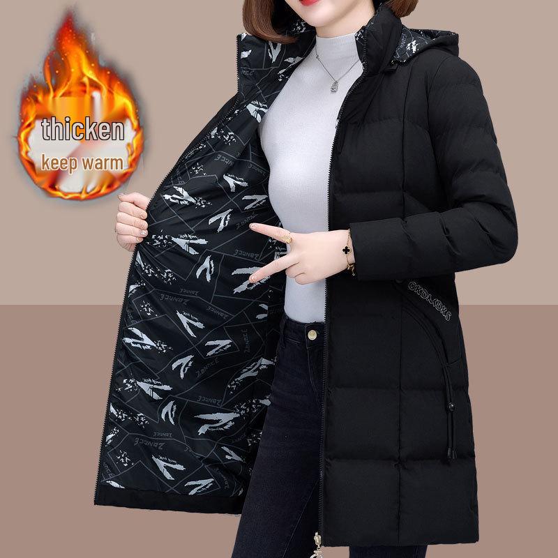 

Хлопковое пальто большого размера для женщин 2024: Зимняя стеганая куртка для среднего и пожилого возраста 4XL чёрный