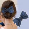 Denim Blue Ribbon Bowknot Hair Clips For Woman Girls Sweet Elegant Ponytail Hairpins Duckbill Clip Hair Accessories Gift