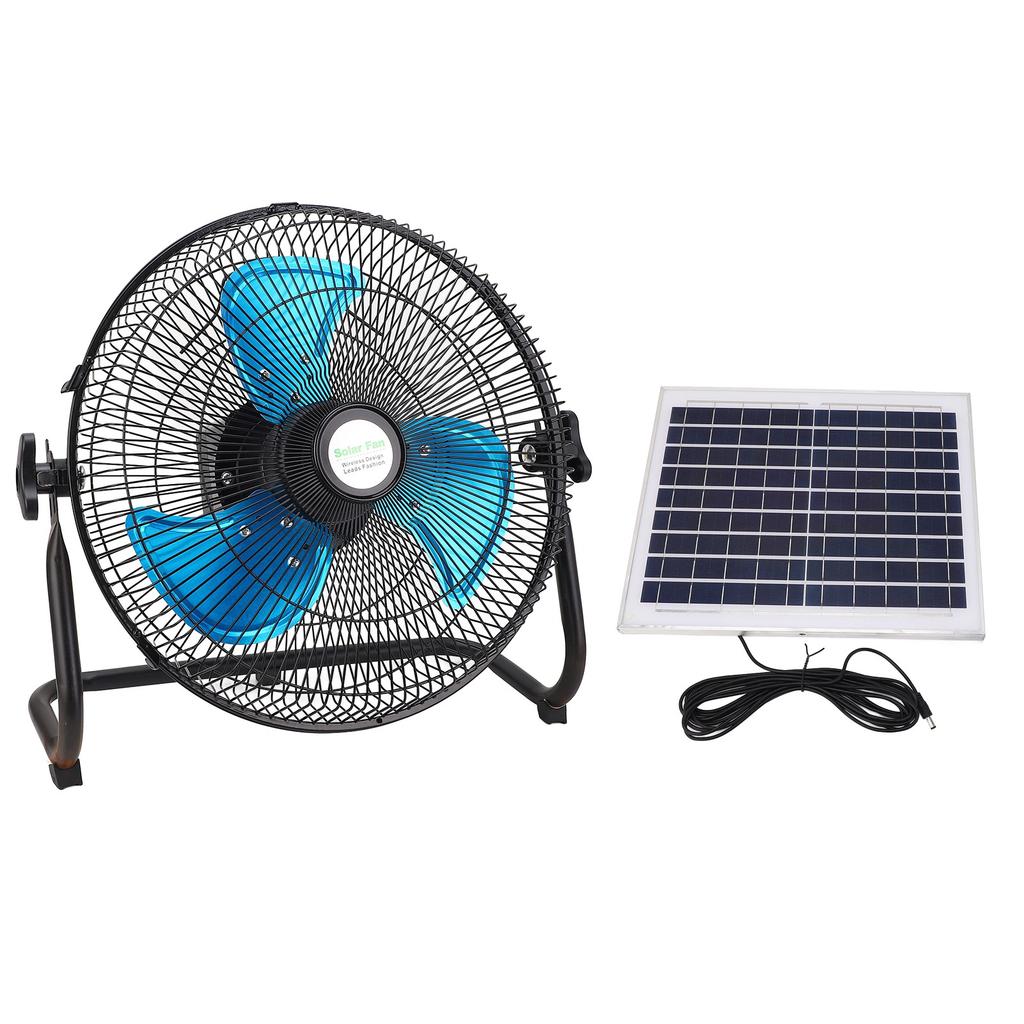 Solarbetriebener Bodenventilator 15W 12 Geschwindigkeitsstufen Digitalanzeige Wiederaufladbarer Bodenventilator für Außen