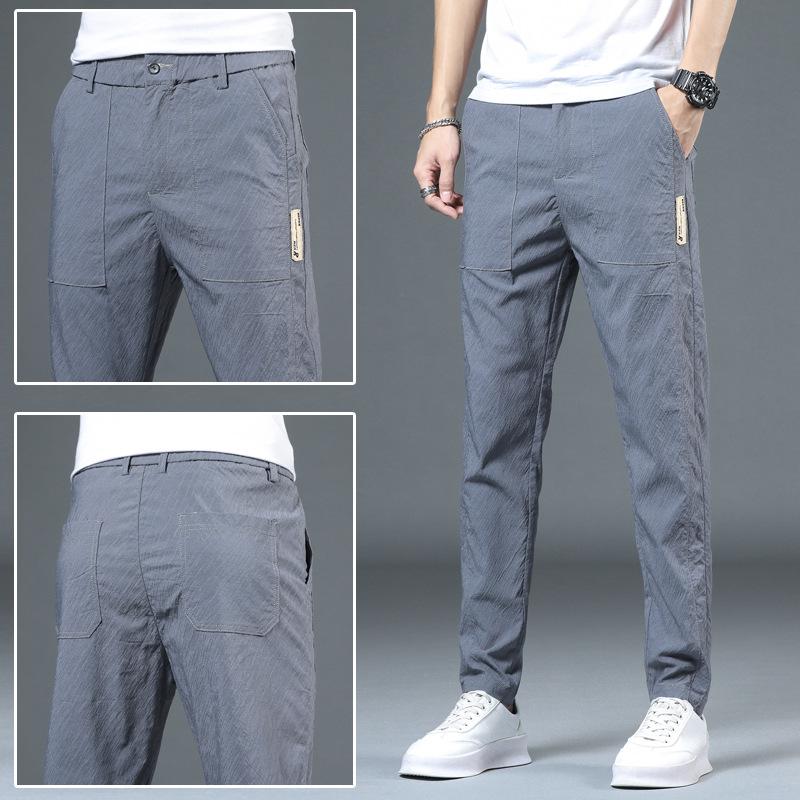 High-quality New Casual Trousers Men's Ultra-thin Slim Straight Korean Version of The Trend of Ice-silk Quick Dry Tide Men's Trousers