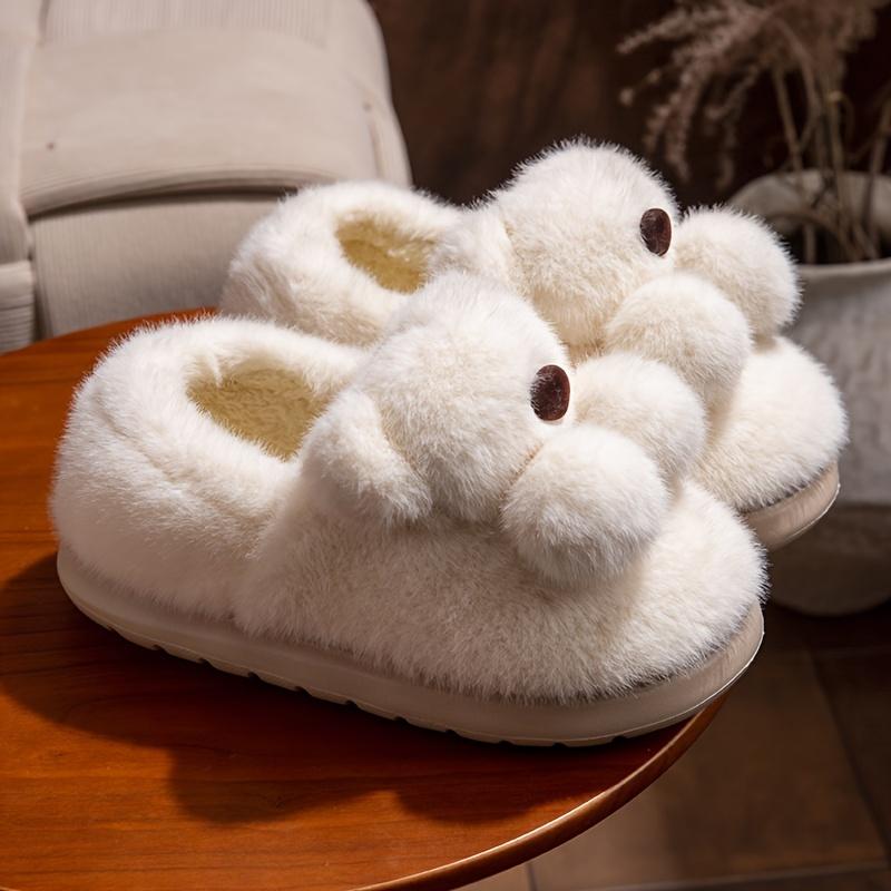 

Plush Slip-On Slippers with Plush Lining & Arch Soft Plush Indoor House Shoes 36