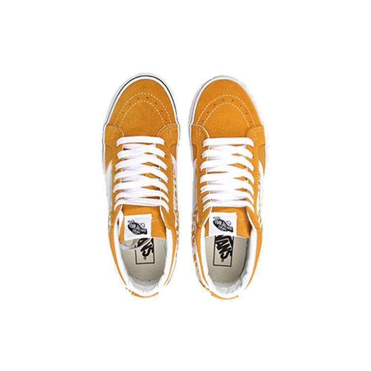 Vans Sk8 Reissue All Over Logo Mid-Top Skate Shoes Unisex Skate Shoes Yellow VN0A391FTY7