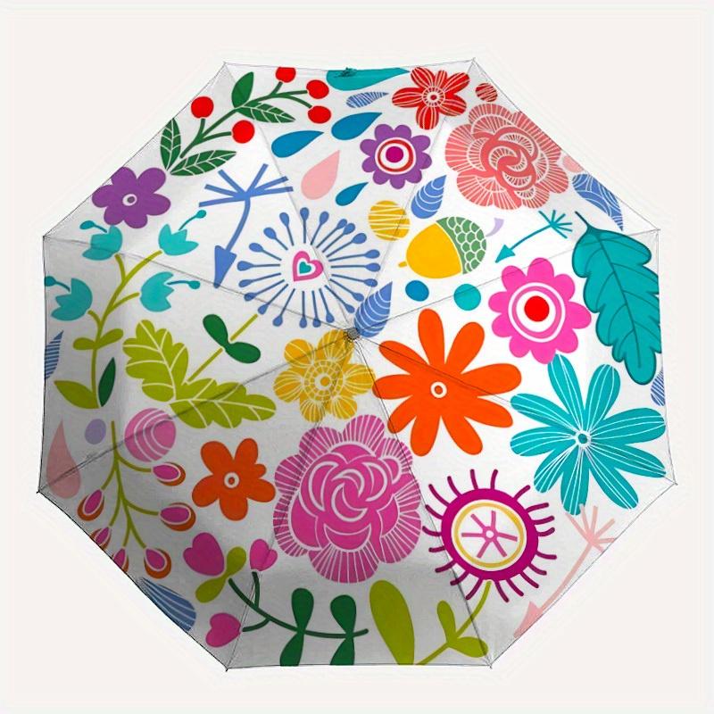 

1pc Floral Mandala Automatic Open/Close Umbrella, Portable Folding Umbrella for Travel, Themed Events, It is suitable as a gift for various festivals,