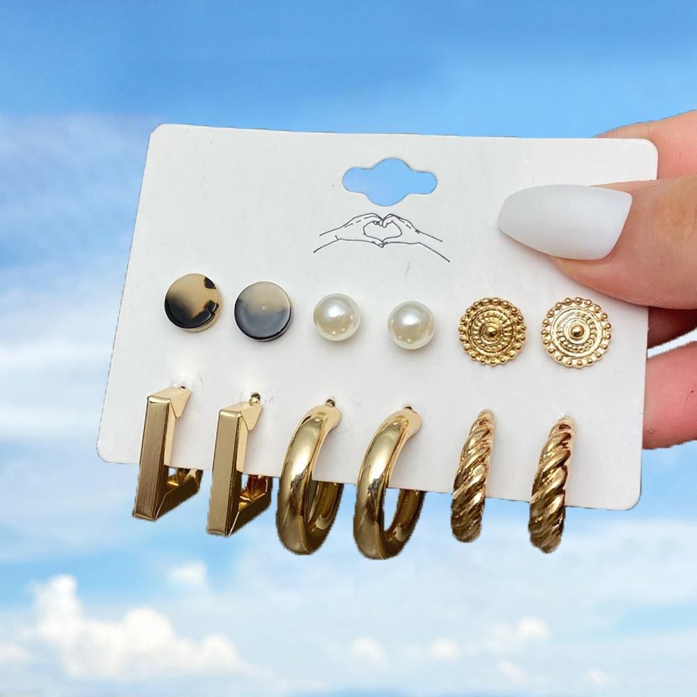 iF ME Fashion Pearl Earring Set Women Luxury Butterfly Love Heart Gold Stud Earrings Resin Hoop Earrings Jewelry Accessories