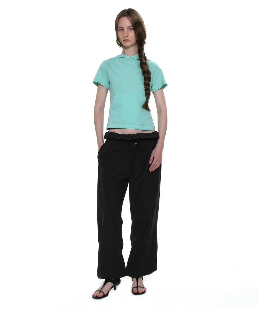 PARTIMENTO WOMEN Two-Way Frill Turnover Waist Pants_Black