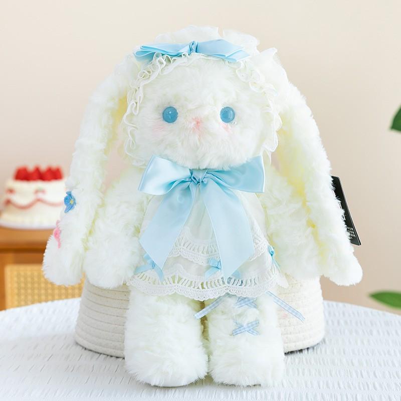 40cm Plush Bunny With Bowknot Design Soft Stuffed Animal Toy Teens Adults Gift Pillow Backpack