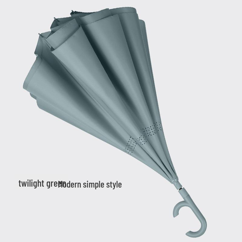 Extra-Large Windproof Reverse Umbrella: Long Handle, Dual-use for Sun and Rain, Ideal for Car Carry and Two People Use