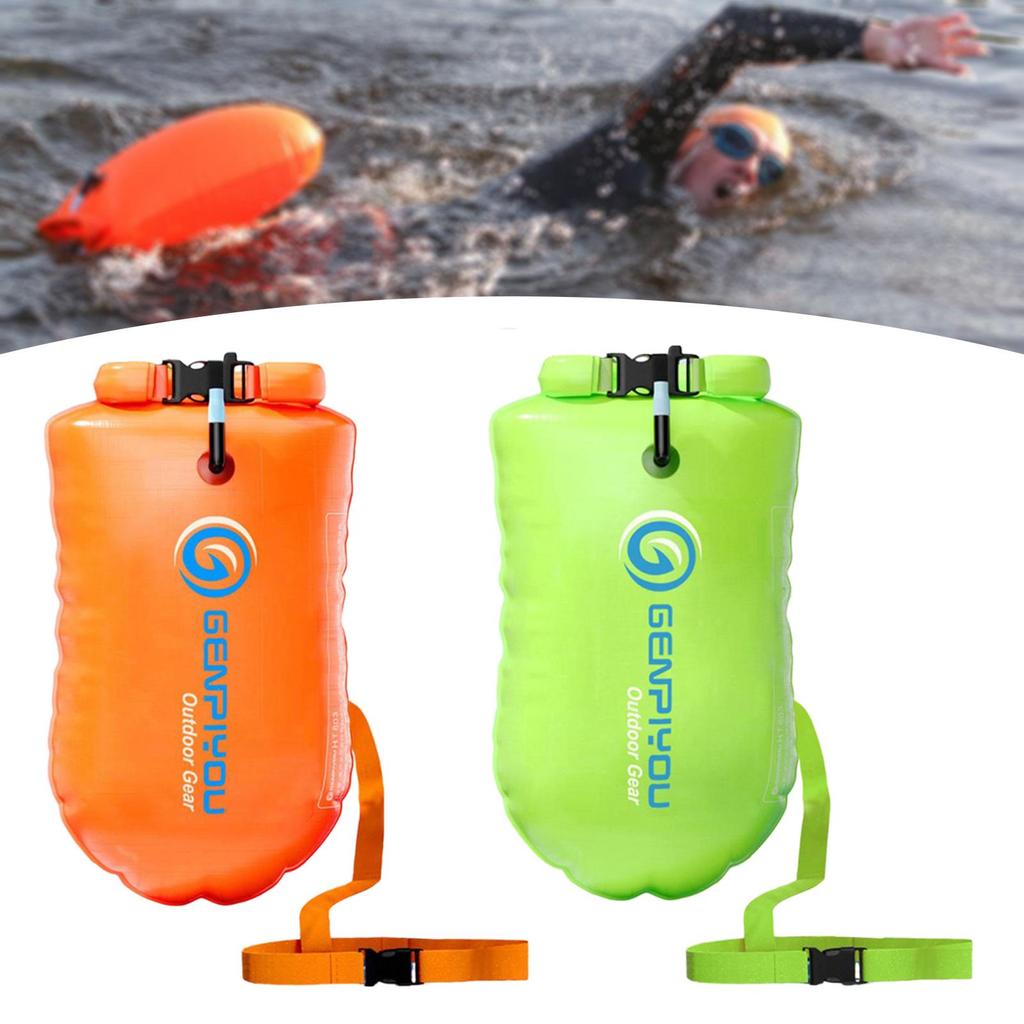 Inflatable Swim Buoy Waterproof Bag for Open Water Snorkeling Kayaking