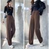 Winter New Thickening Velvet Wide Leg PantsCasual Warm Elegant Women Sweatpants Korean High Waist Loose Straight Pants Female