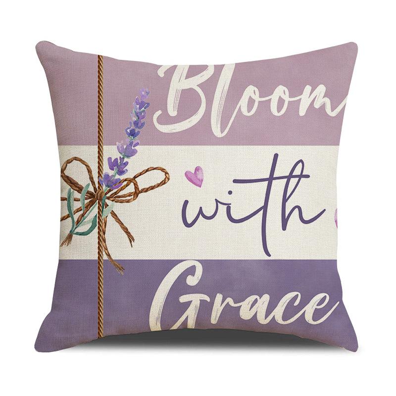 New Spring Purple Lavender Pillow Case Series Linen Print Living Room Sofa Decorative Cushion Pillow