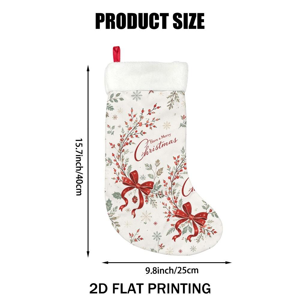 Christmas decoration fireplace hanging stocking2D Flat Printing 1pc Christmas Red Ribbon Graphic Polyester Xma