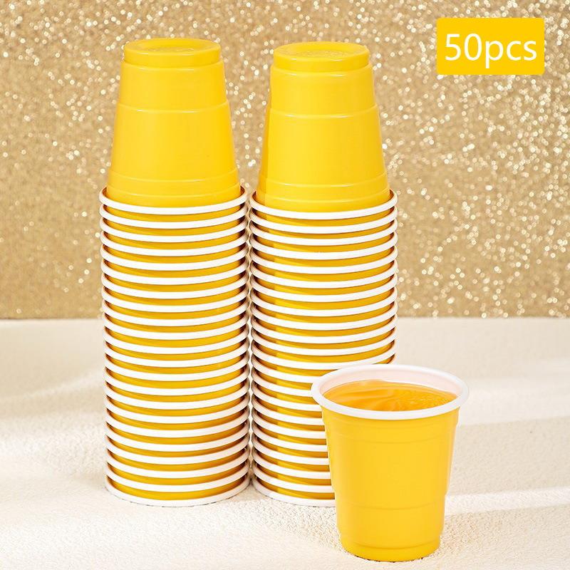 50Pcs Disposable Plastic Party Cups - Durable Multi-Use Cups for Birthday Wedding Festival, Beer Soda Drink & Party Game Supplie