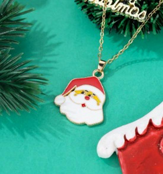 Cross-border Christmas Wish Tree Snowman Reindeer Bells Necklace