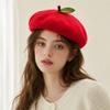 Orange Shaped Painter Hat Breathable Knit Beret Creative Fruit Beret  Casual Wear