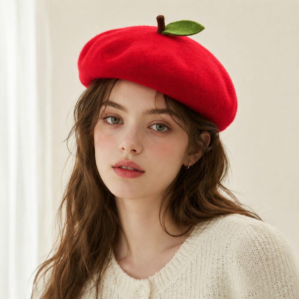 Orange Shaped Painter Hat Breathable Knit Beret Creative Fruit Beret Casual Wear