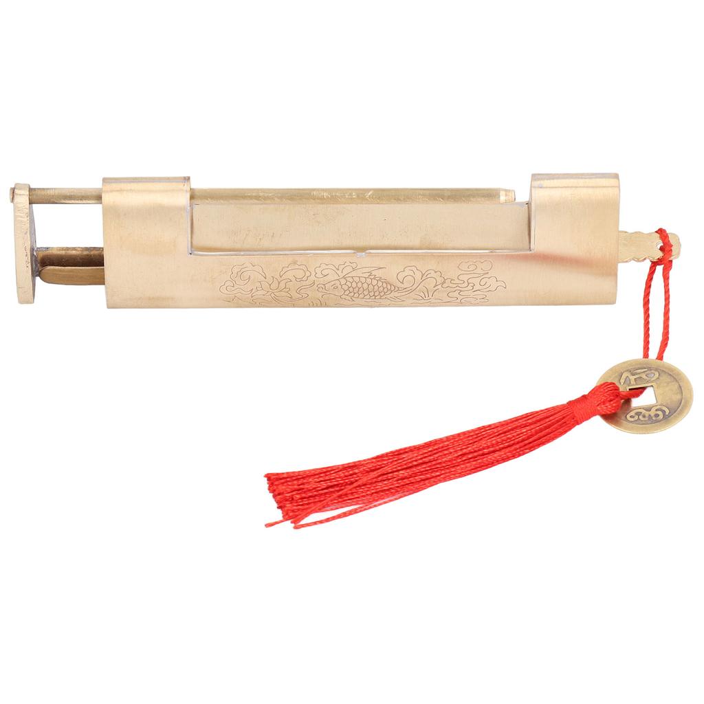 Brass Antique Padlock 8cm Spacing Delicate Chinese Old Style Jewelry Box Padlock with Key