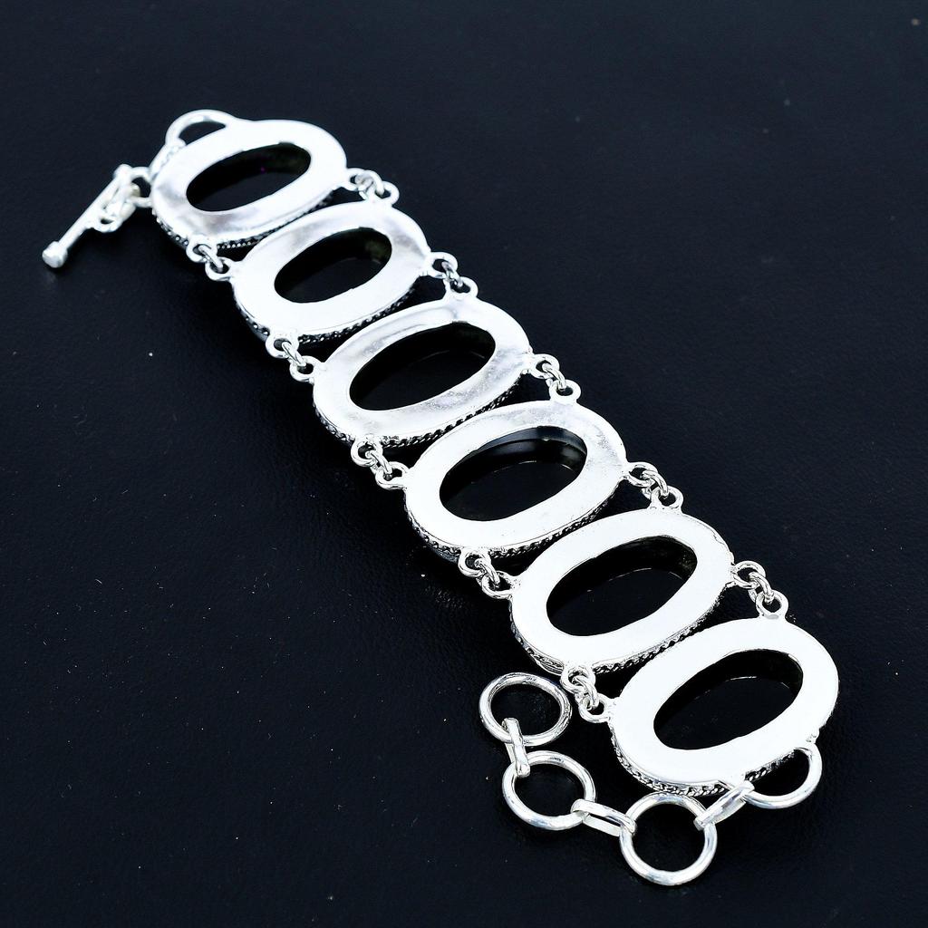 Armband mit blauem, glänzendem Triplet-Opal, handgefertigtes Armband aus 925er Sterlingsilber, Silberschmuck, besonderes Geschenk