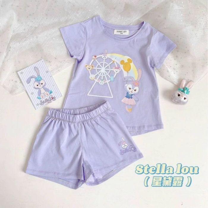 Girls Summer Cartoon Short Sleeve 2 Piece Pajama Set Cute and Stylish 90