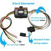 Powered 3-to-2-Wire Trailer Tail Light Converter with 1.5ft Leads and 4.8ft 4-Way Wiring Harness Connector - LED Compatible