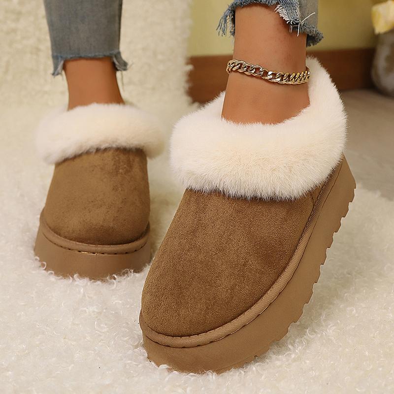 Fashion Faux Fur Platform Snow Boots for Women Non Slip Warm Winter Cotton Shoes Woman Plus Size 36-43 Thicken Plush Ankle Boots Ladies