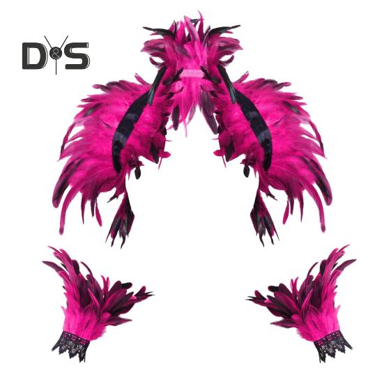 1 комплект поддельный воротник с кольцом на запястье готический стиль перьевая шаль имитация перьев ажурное кружево унисекс модель сценическое шоу представление Хэллоуин косплей розы красного