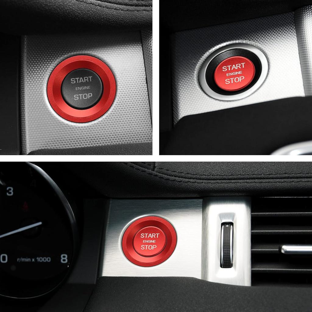 TOMALL Aluminum Engine Start Stop Push Button Ring Compatible with Land Rover Discovery Sport 5 Range Rover Jaguar XJ XF XE F-Type F-Pace XJR XFR Car