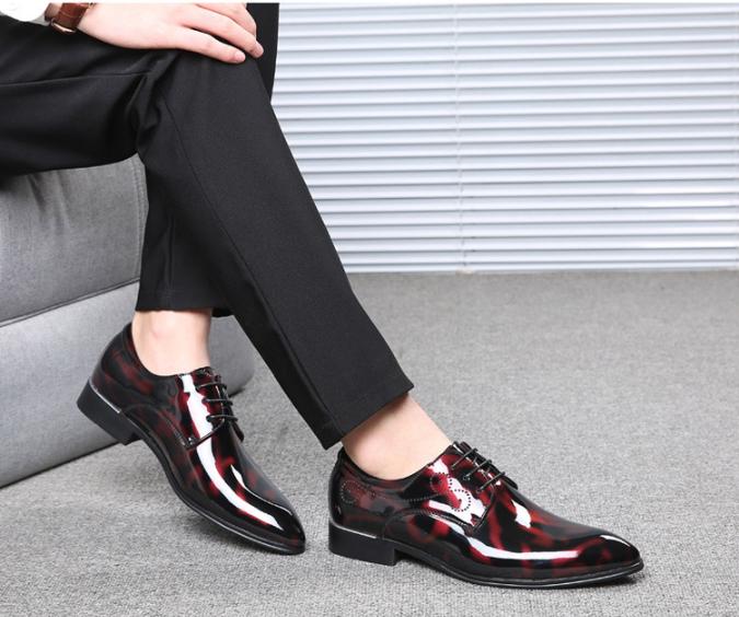Office Men's Shoes Fashion Shiny Patent Leather Shoes Casual Luxury Business Wedding Shoes Men Oxford 38-48
