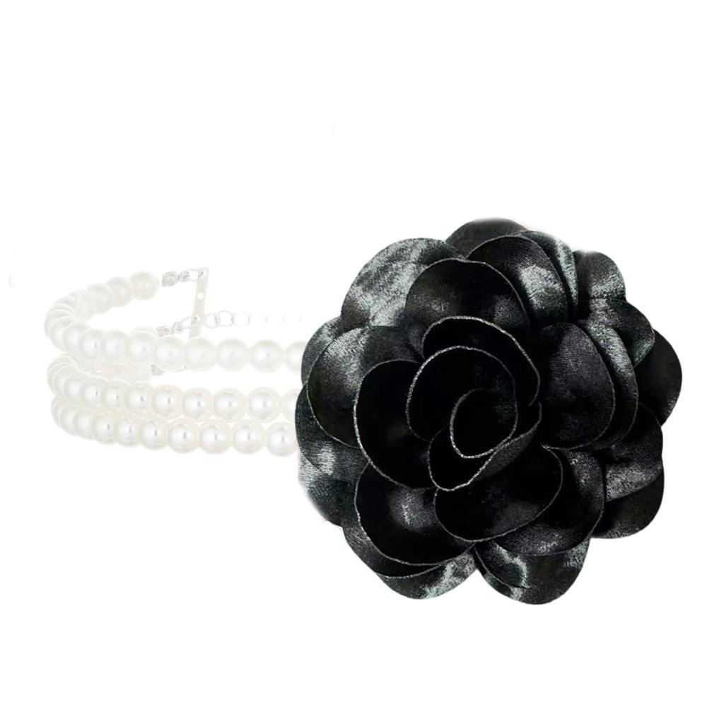 Collier de Charme Floral Élégant Chaîne Réglable pour Peau Sensible Perles Simulées Collier Ras du Cou Bijoux pour Femmes Dame