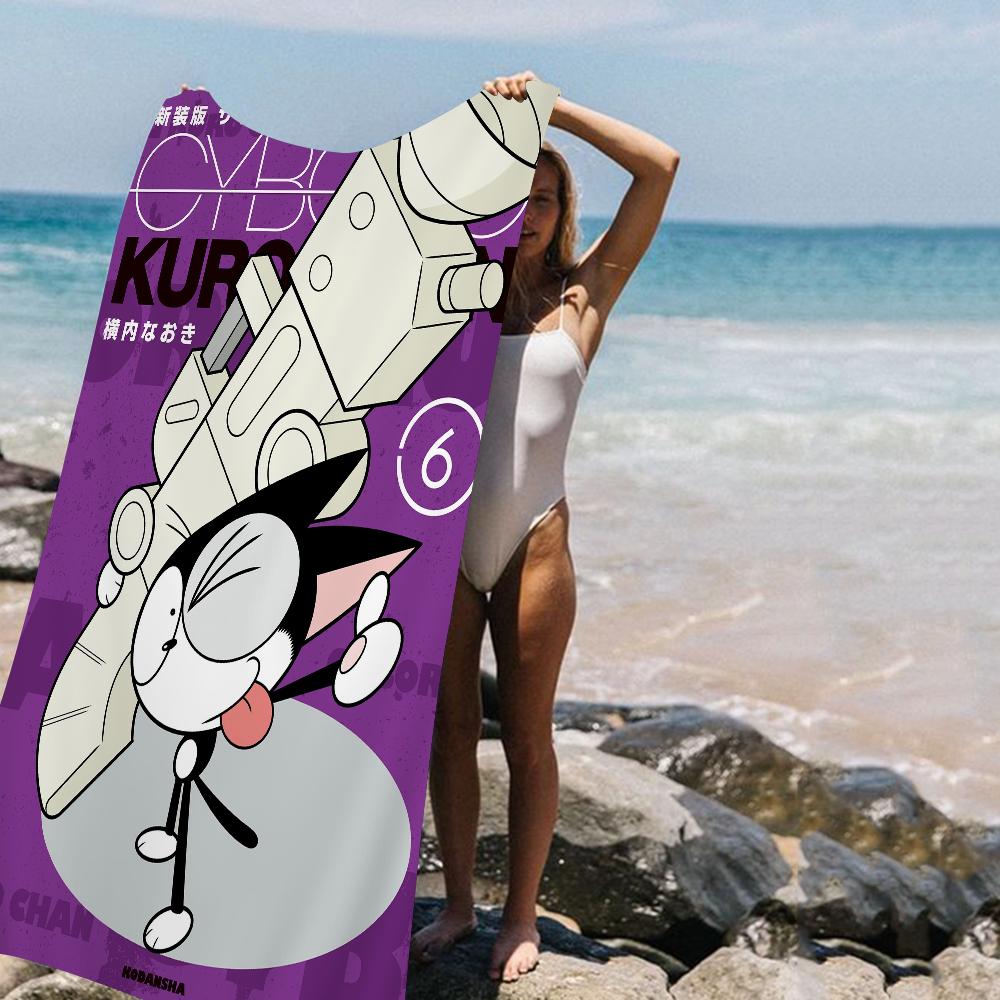 

Cyborg Kuro-chan Beach Towel Colorful Bath Towels for Girl Microfiber Quick Dry Sand Free Beach Yoga Spa Gym Pool W30*H60(CM)