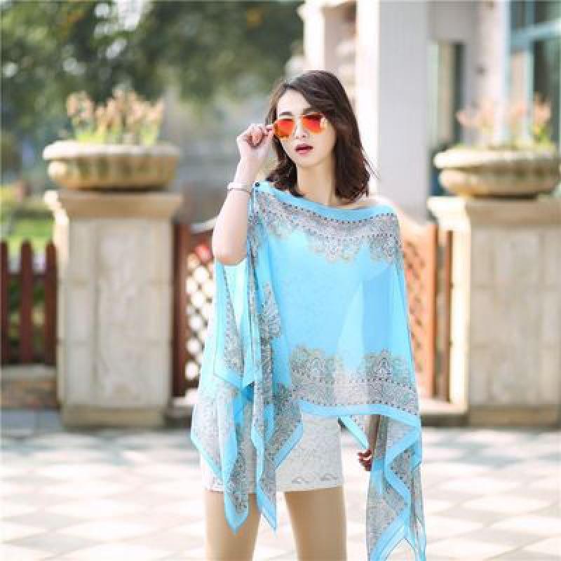 Variety Shawl  Summer Sunscreen Chiffon Printed Scarf for Women  Beaded Cashew Flowers  Super Large Beach