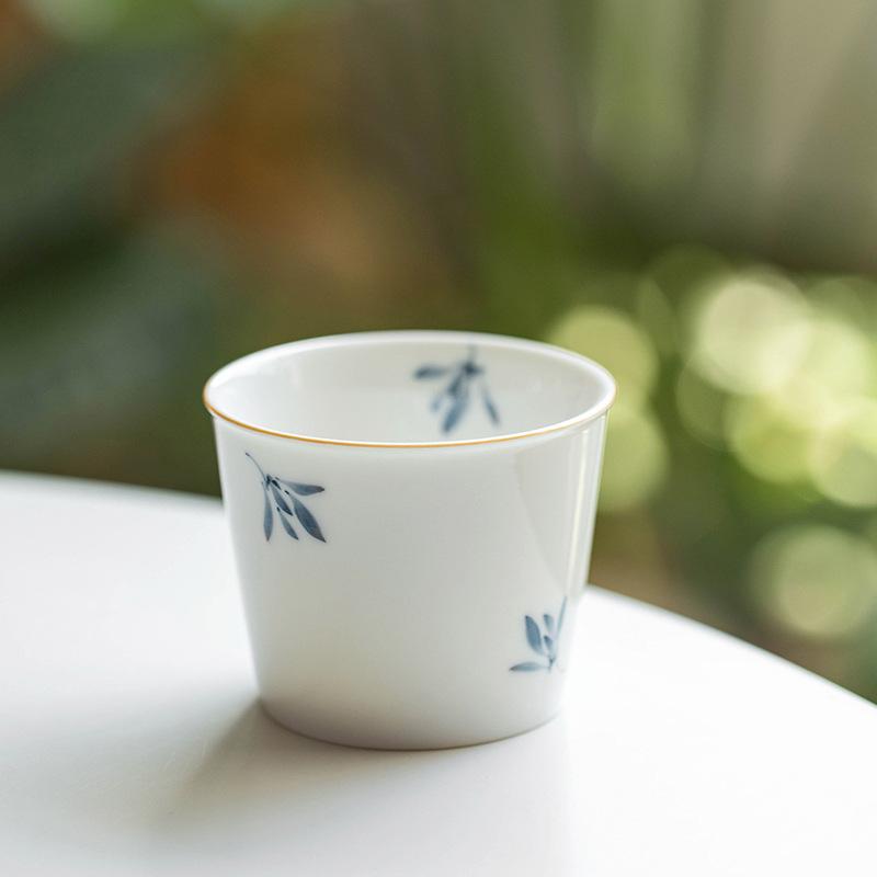 Pure hand-painted Phalaenopsis Ercai cover bowl retro underglaze color household ceramic Kung Fu tea set tea bowl teapot teacup