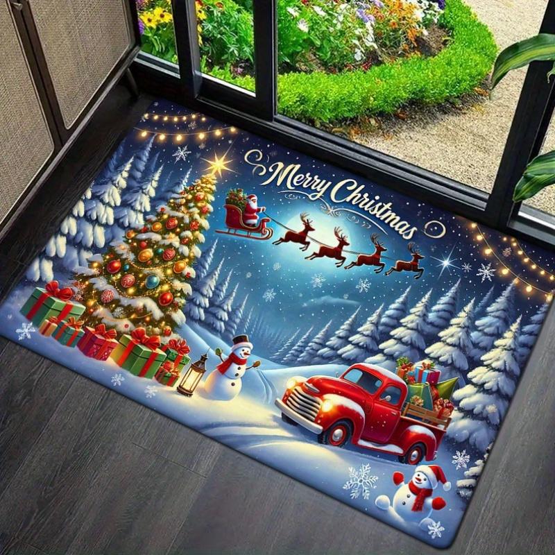 Christmas Theme Entry Door Floor Mat Holiday Decoration Non-slip Waterproof Entryway Floor Mat Holiday Decoration