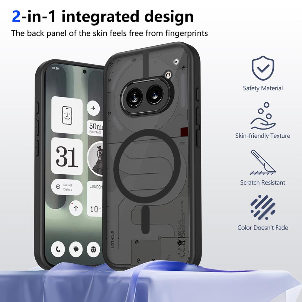 KEYSION Magnetic Phone Case for Nothing Phone 2A Plus Silicone+PC Matte Translucent Shockproof Back Cover for Nothing Phone 2A