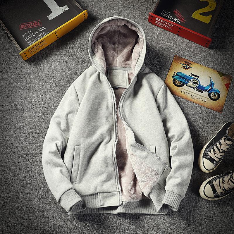 Padded and Thickened Hooded Sweatshirt Men's Models Winter Fashion Trend Loose Solid Colour Comfortable and Versatile Jacket Men's Tops