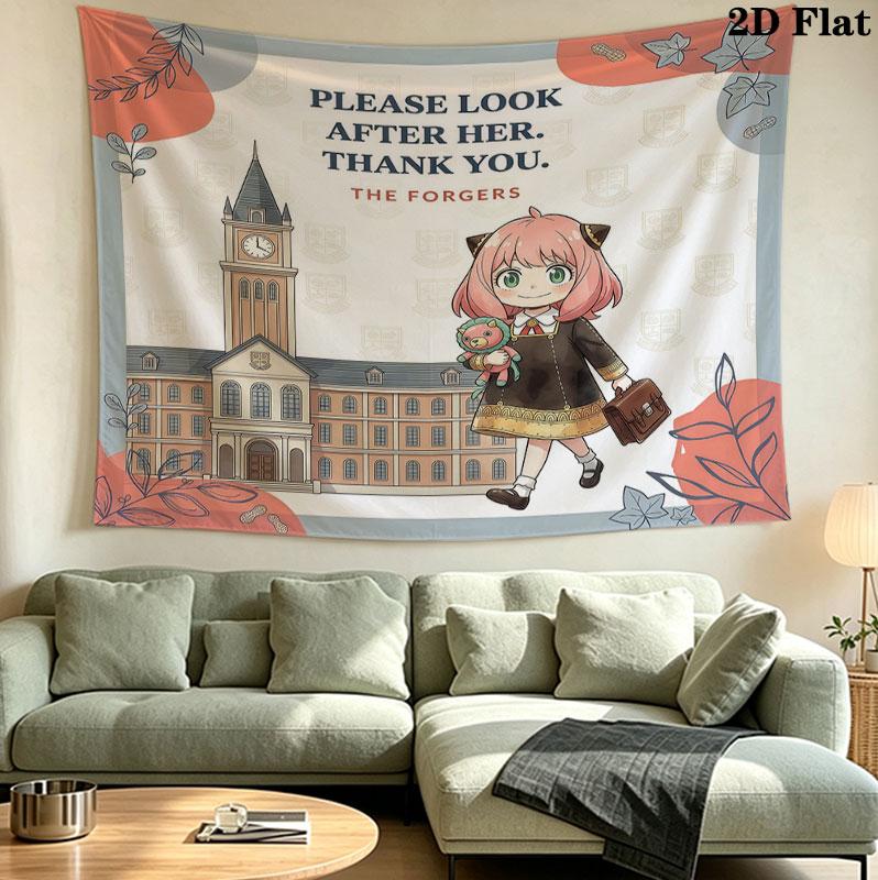 Arazzo da Parete Spy Family Appeso Estetico alla Parete Coperta in Tessuto Stampato Arazzi Decorativi per Camera da Letto Soggiorno Arredamento Casa