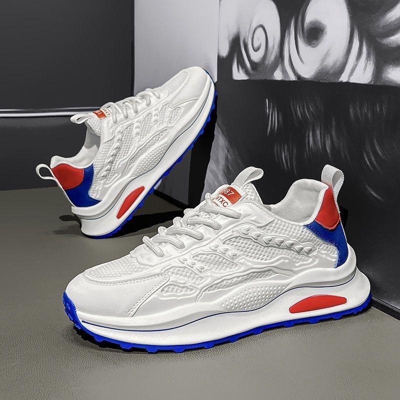 Letní pánské boty nové prodyšné síťované malé bílé boty pánský trend všestranná platforma sportovní boty ležérní táta trendy boty