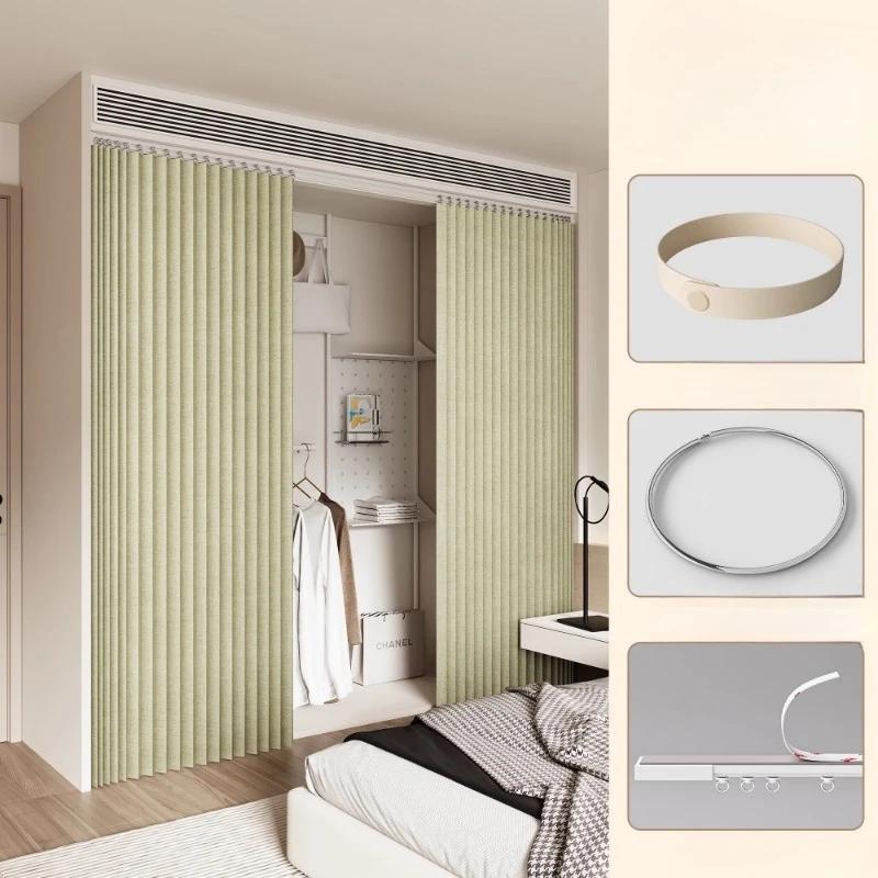 Rideau à coulisse pliante pour dressing, Rideaux de dressing pliants sans portes, Rideaux de porte anti-poussière pour armoire