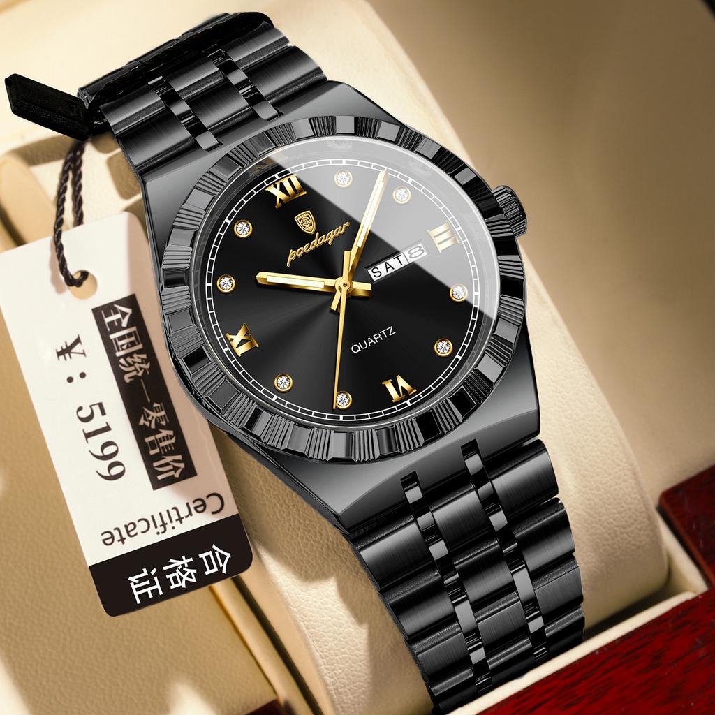Men'S Watch Double Calendar Slim Quartz Watch
