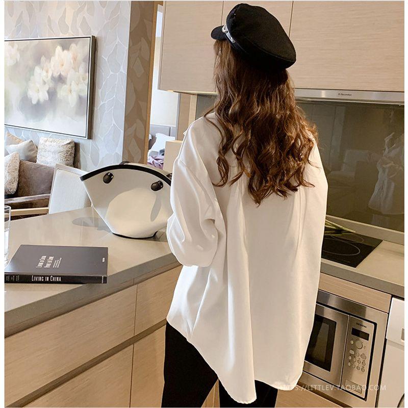 Fake Two Piece Turtleneck Loose Shirt Women's Fake Two-Piece-Style High Collar Loose Shirt