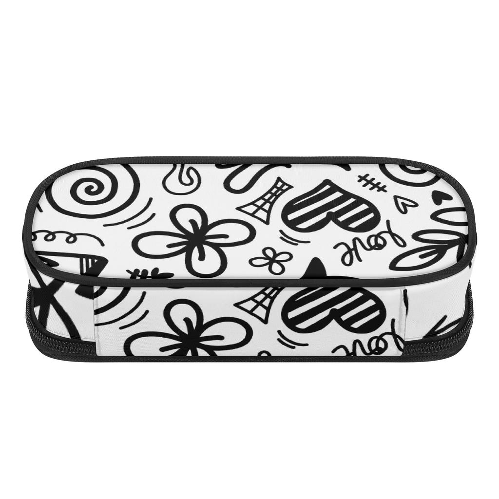 Pen Case Practical Wear Resistant Polyester Smooth Zipper with Main Compartment Mesh Pocket and Pen Slots for Student Stationery