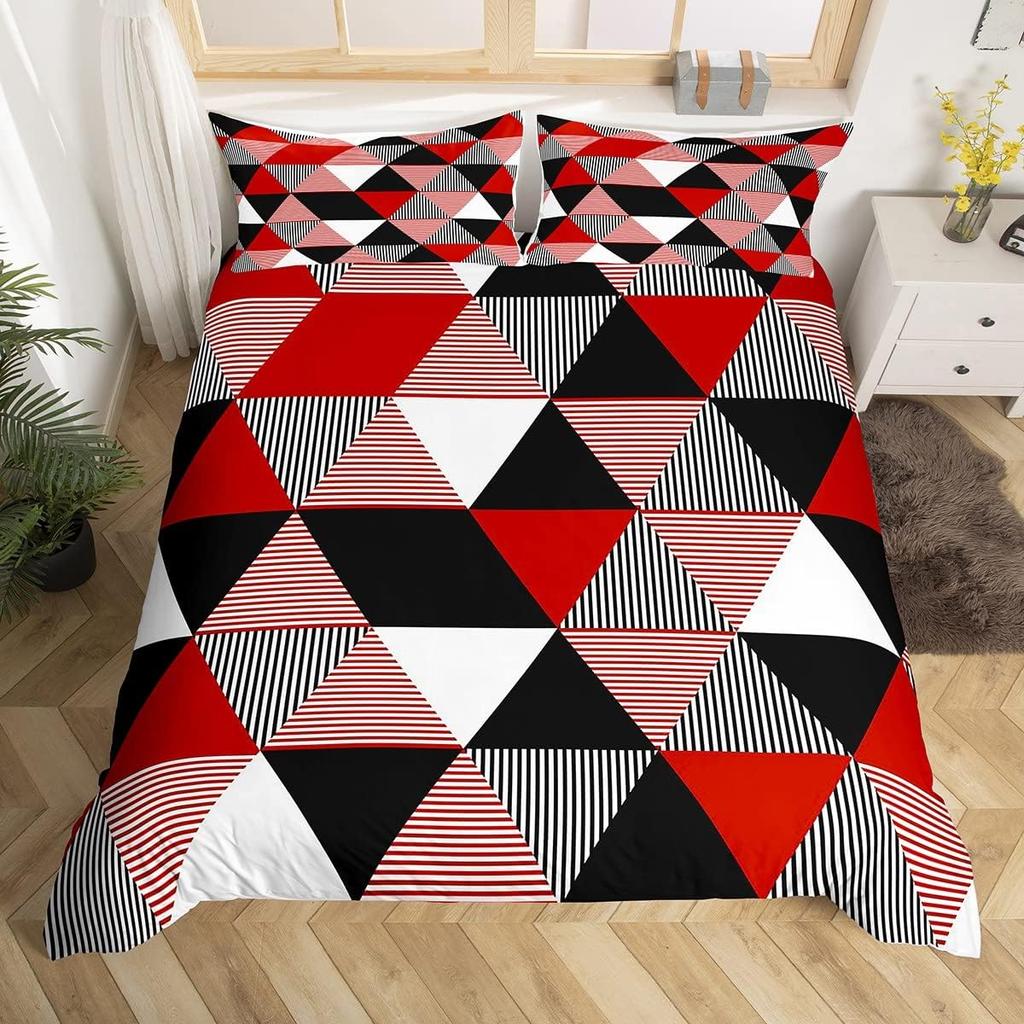 Comforter Geometric Triangle Geometry Patchwork Bedding Set Twin Geometry Art Stripes Diamond Comforter For Kids Boys