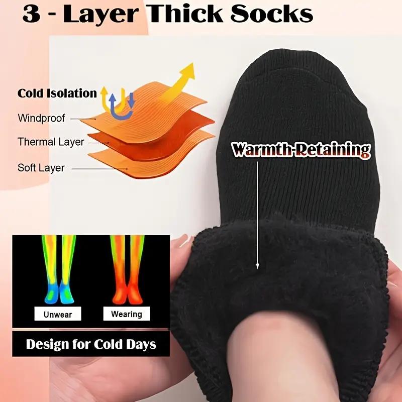 5pairs Men and Women Thermal Boot Socks for Skiing - Thick Warm Winter Socks with Elastic Ribbed Cuff, Mixed Colors & Black for Extreme Cold Weather