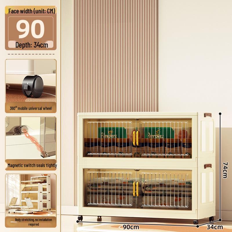 70-90cm No-Install Folding Storage Cabinet for Home, Living Room, Bedroom, Multi-layer Wardrobe, Sundries Organizer.