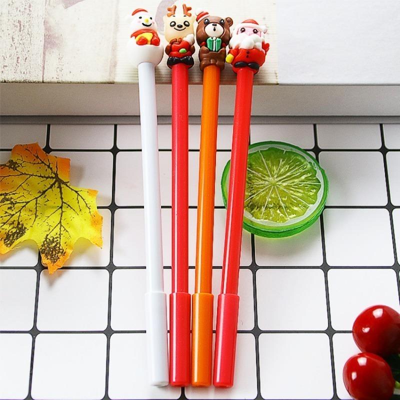 15Pcs Back To School Season Cute Snowman Decorative Christmas Pen, Creative Student Stationery with Adorable Snowman Topper Design, Smooth Writing Bal