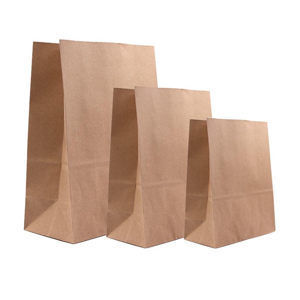 50Pcs Kraft Paper Bags Flat Grease Proof Snacks Cookie Sandwich Food